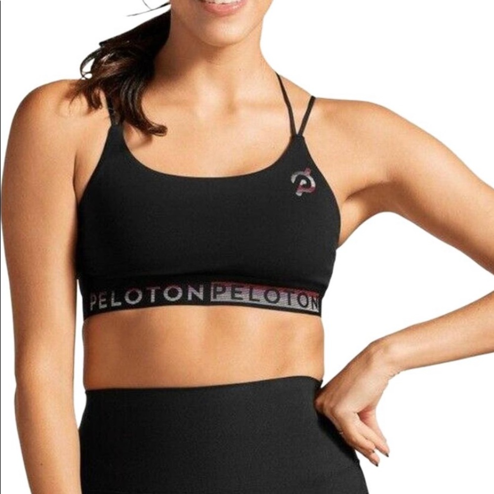 NWT Peloton Women's Black Stretch Speed Up Strap Sport Bra Size XL - Picture 1 of 3